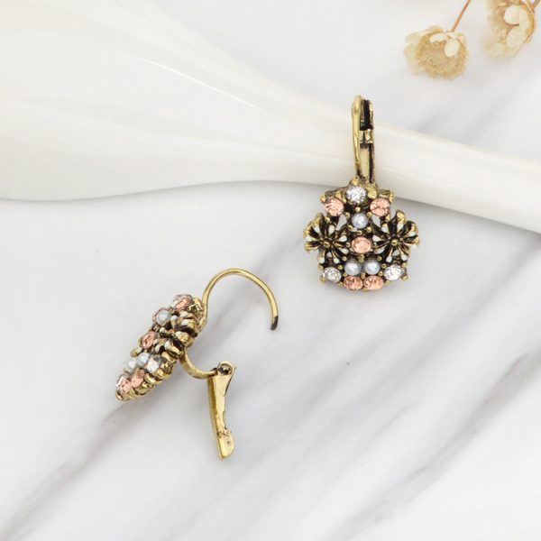 Flower Earrings Diamond Pearl Ear Drop For Women