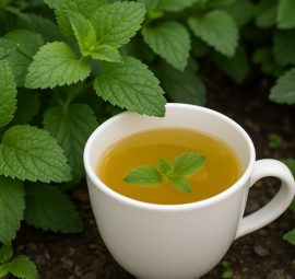 Fresh green leaves of lemon balm herb (Melissa)
