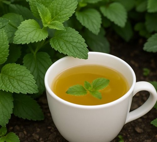 Fresh green leaves of lemon balm herb (Melissa)